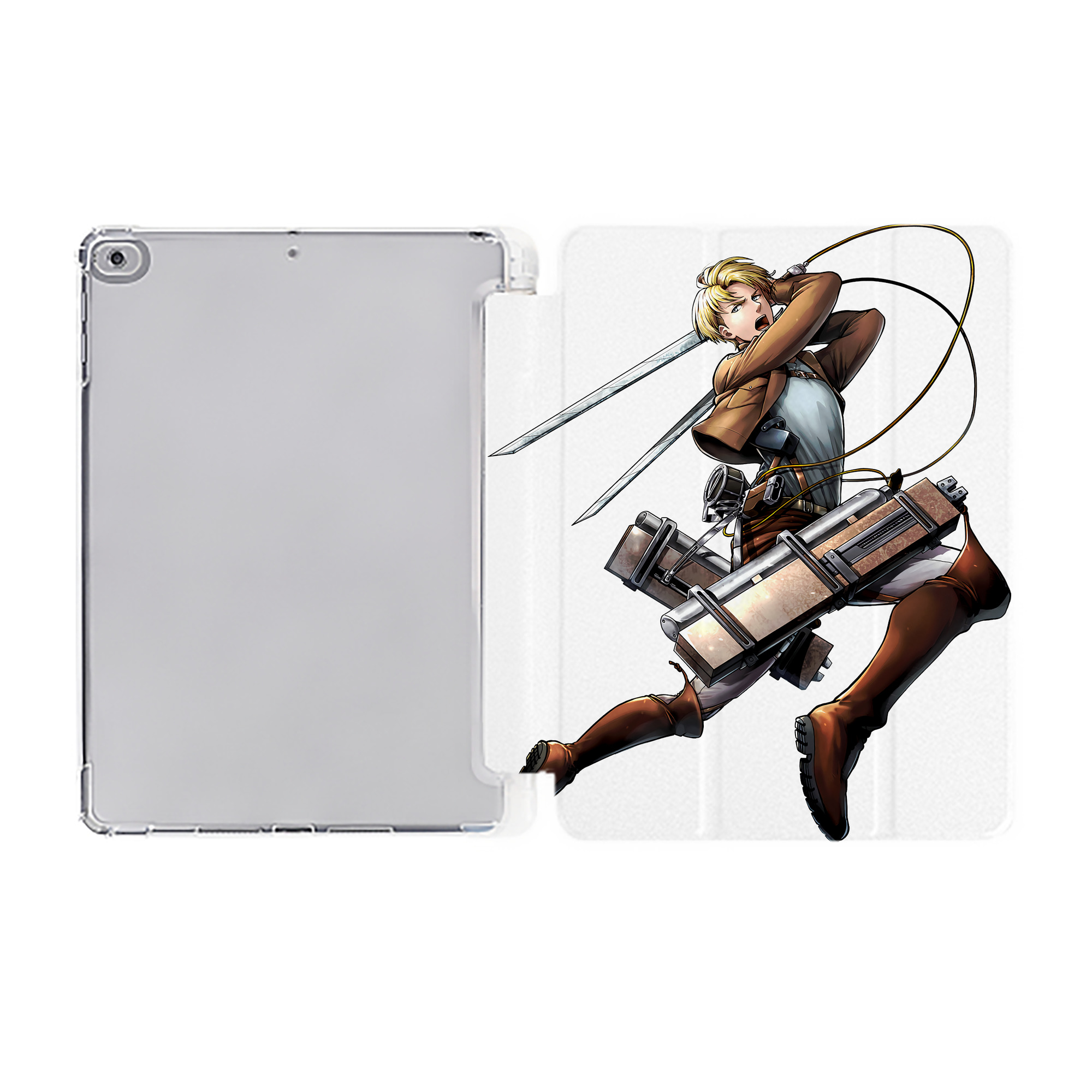 （画像用） 進撃の巨人 Attack on Titan IPad ケース ペン収納付き 三つ折りスタンド PUレザー×シリコン 対応機種9.5/10.5/10.9インチ